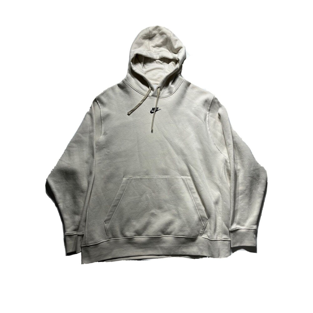 Nike All Over Swoosh Hoodie Logo Tan And White With Black Middle Swoosh Size XXL